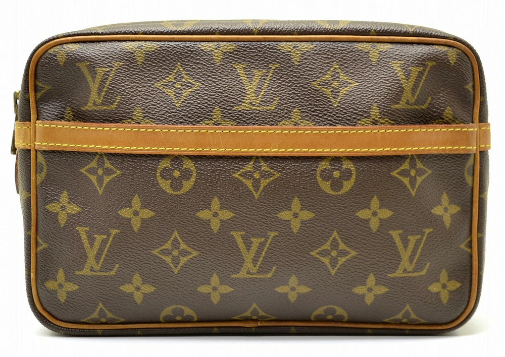 Louis Vuitton Monogram Compiegne Pouch Shoulder Bag Canvas Leather Brown